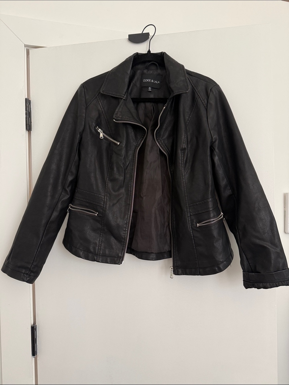 Odie & Lala Women's Black Faux Leather Zip Jacket
